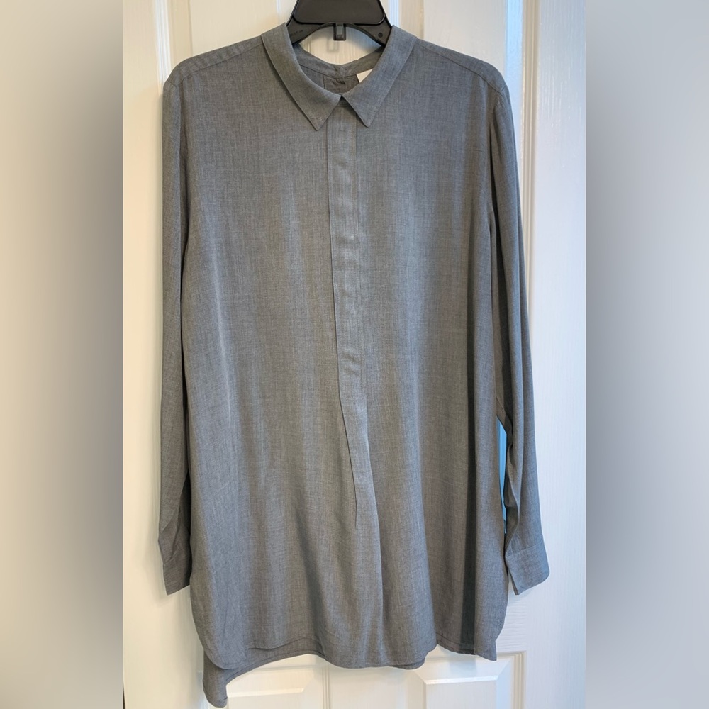 J. Jill L/S Collared Blouse Tunic Top - Size XL Tall - Dark Gray - EUC